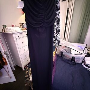 Free People Black Ruched Maxi Dress – NWT XL Draped Bodycon Slip Dress